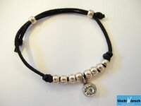 Lederarmband mit Silberkugeln und Anhänger